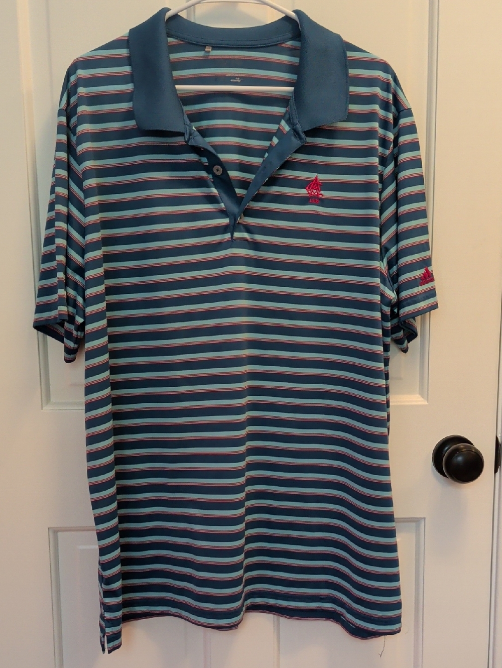 Atlanta Athletic Club Striped Blue & Teal Golf Polo